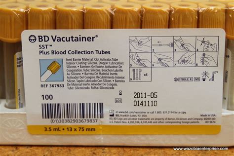 BD VACUTAINER SST PLUS BLOOD COLLECTION TUBES 100 PACK 367983