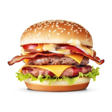 Premium AI Image | A hamburger with cheese, bacon, and bacon on it.