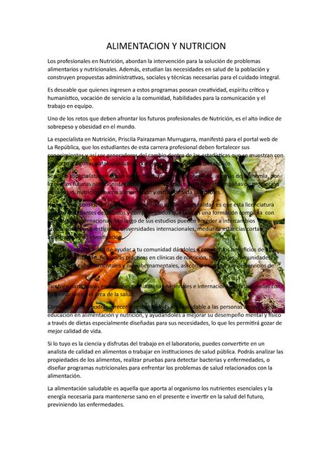 Alimentacion Y Nutricion Alimentacion Y Nutricion Los Profesionales