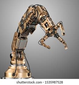 Very Detailed Robotic Arm Yellow Mechanical Stock Illustration