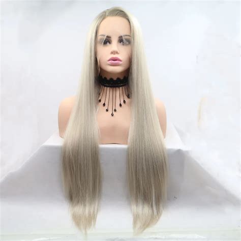 Marquesha Long Straight Platinum Blonde Synthetic Lace Front Wig Heat