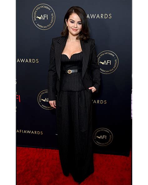 Selena Gomez AFI Awards Pinstripe Blazer Free Shipping