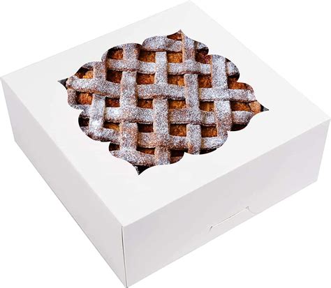 Amazon CHERRY 10 X10 X3 White Bakery Boxes With PVC Window For Pie