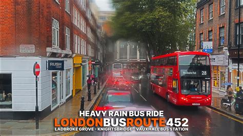 London Rainy Bus Journey Upper Deck Pov Aboard Bus From Ladbroke