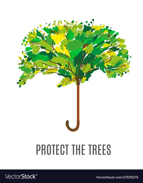 Protect Trees And Environment With Umbrella Vector Image