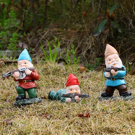 Buy Perfectop 3pcs Military Soldier Garden Gnomes With Guns Ak47 Funny
