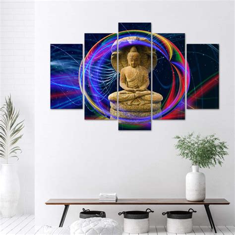 Latitude Vive Buddha Colourful Orient Piece Wrapped Canvas Art