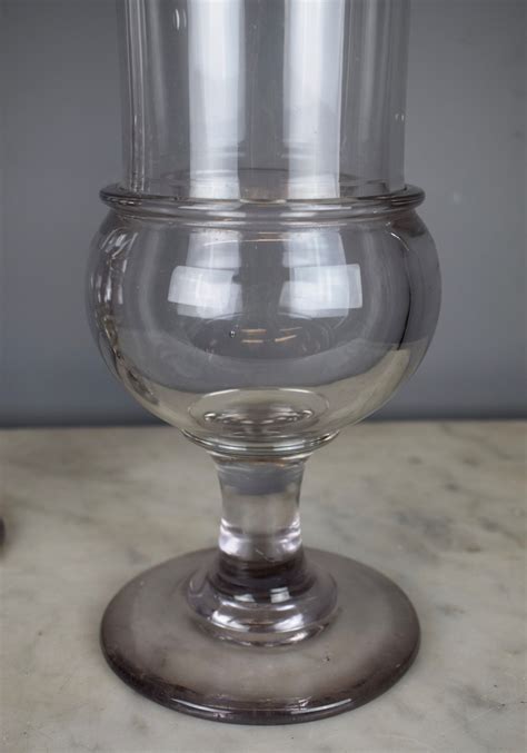 Pair Of French Hand Blown Glass Apothecary Chemist Jars