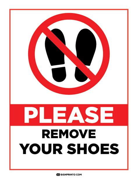 Free Printable Please Remove Your Shoes Sign Printable Prntbl