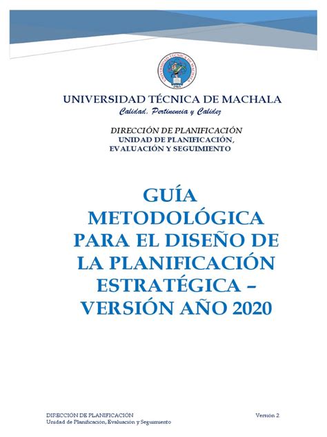 Guia Metodológica Para El Diseño De La Planificación Estratégica