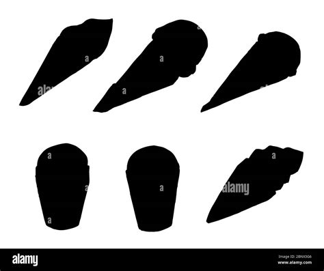 Black Silhouette Set Of Ice Cream Flavors In Waffle Cones Flat Vector