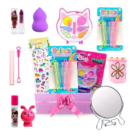 Kit Maquiagem Infantil Batom Brilho Espelho Sombra Gloss Submarino