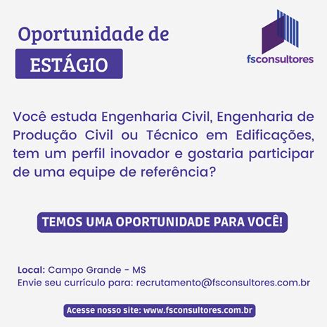 Fs Consultores Oferta Vaga De Est Gio Para Estudantes De Engenharias