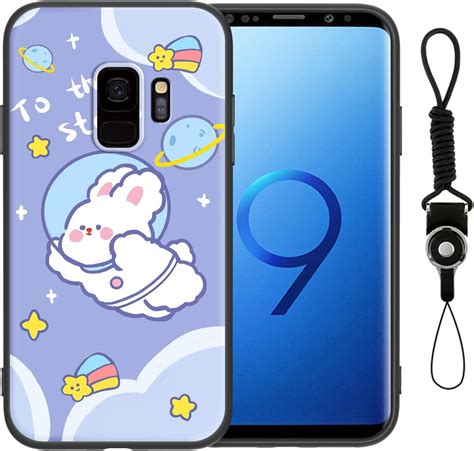 Nuouxoco For Samsung Galaxy S9 Phone Case With Lanyard Strap Girls Women Anime Cute Design Soft