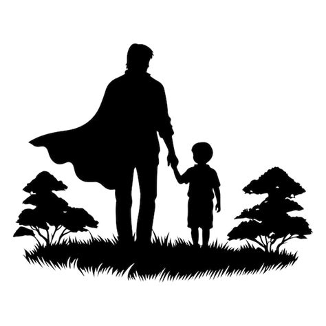 Father And Son Silhouette Vector Premium Ai Generated Vector