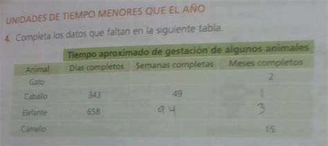 UNIDADES DEL TIEMPO MENORES QUE EL AÑO4 Completa los datos que faltan