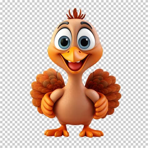 Personaje De Pavo 3d Aislado En Un Fondo Transparente Archivo Psd Premium