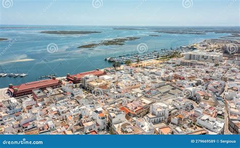 Aerial View Of Portuguese Fishing Tourist Town Of Olhao With A View The