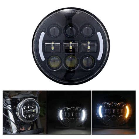 45w 5 75 Inch Motorcycle Headlight Led Round Head Light Lamp High Low Beam Projector With Drl