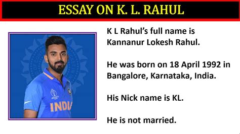 Essay On K L Rahul Paragraph On K L Rahul 10 Lines On K L Rahul