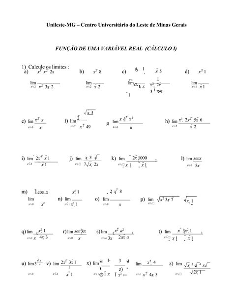 SOLUTION Exercicio Limite E Derivada Studypool