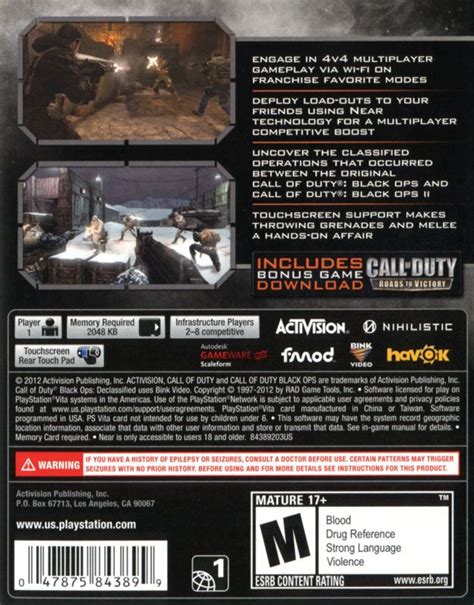 Call Of Duty Black Ops Declassified Cover Or Packaging Material