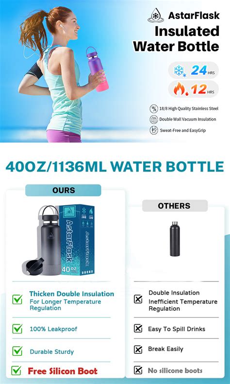 Astarflask Oz Oz Oz Hydration Tumbler Hot And Cold Wide Mouth Water Bottle With Cap Lid