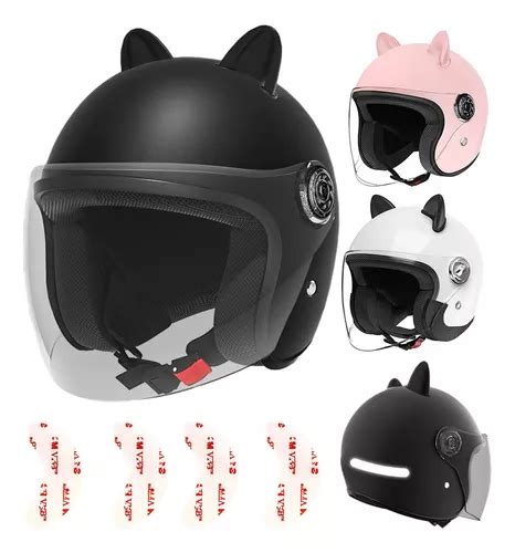 Casco De Motocicleta Con Orejas Gato Para Hombres Y Mujeres Meses Sin