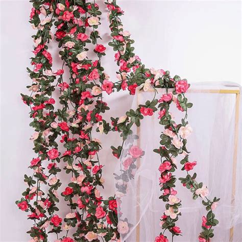 Corrente De Rosas E Folhagem Para Decora O Na Parede Tf