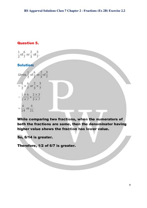 Exercise 2b Of Rs Aggarwal Class 7 Maths Solutions Chapter 2 Fractions Pw