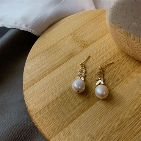 Big Baroque Pearl Drop Stud Earrings14k Gold Plated Genuine Etsy