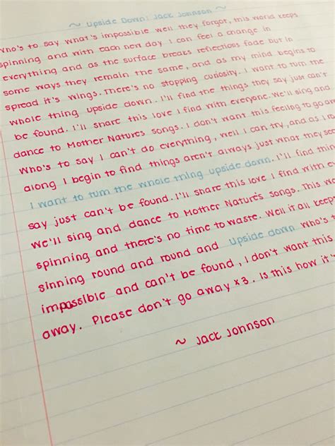 Neat Handwriting By Sami W Upside Down By Jack Johnson Handwriting