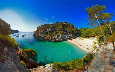 Download Tree Cliff Turquoise Ocean Boat Yacht Spain Menorca ...