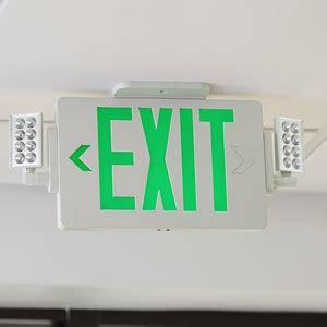 Lavex Slim Green Led Exit Sign Emergency Light Combination With