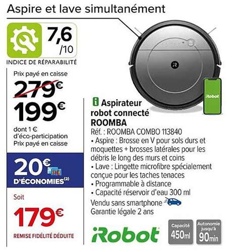 Promo Aspirateur Robot Connect Roomba Robot Chez Carrefour Icatalogue Fr