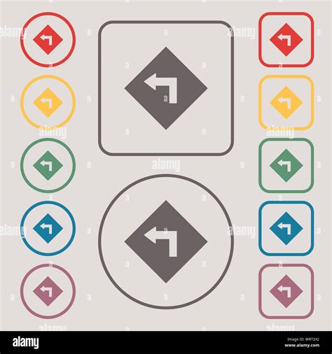 Road Sign Warning Of Dangerous Left Curve Icon Sign Symbols On The