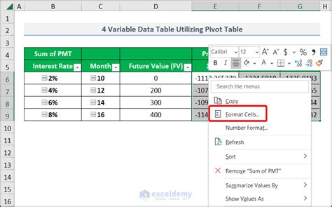 How To Create A Variable Data Table In Excel With Easy Steps