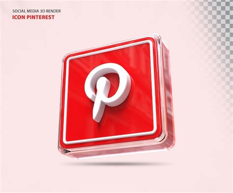 Premium Psd Glossy Pinterest Button Social Media Logo Icon Set 3d