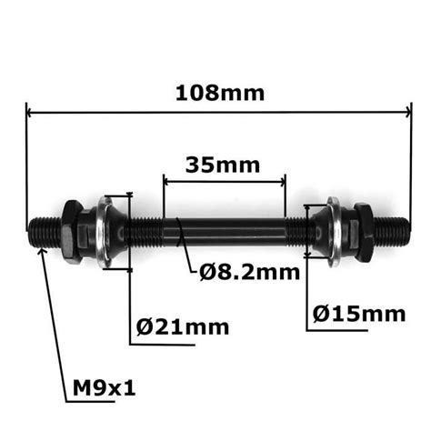 Axe de Roue Avant vélo 9 x 108 mm Creux moyeu écrou rondelle Capuchon