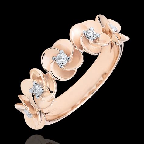 Bague Eclosion Couronne De Roses Or Rose 18 Carats Et Diamants