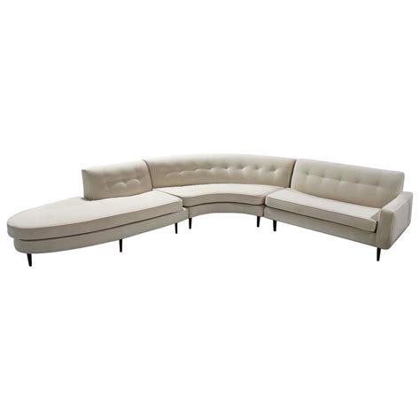 Mid Century Modern Style Sectional And Chaise Tufted In Black Velvet W