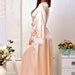 Beige Bridal Peignoir Set Long Nude Kimono Robe And Nightgown Bridal Lingerie Wedding Night Sexy