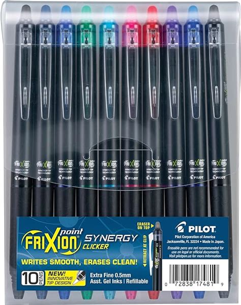 Pilot FriXion Synergy Clicker Lot de 10 stylos à encre gel effaçables