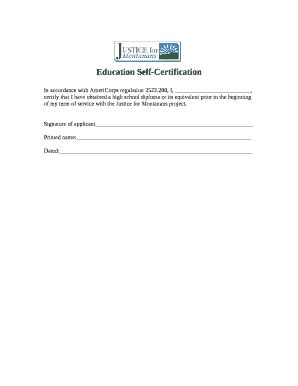 Education Self Certification Doc Template Pdffiller