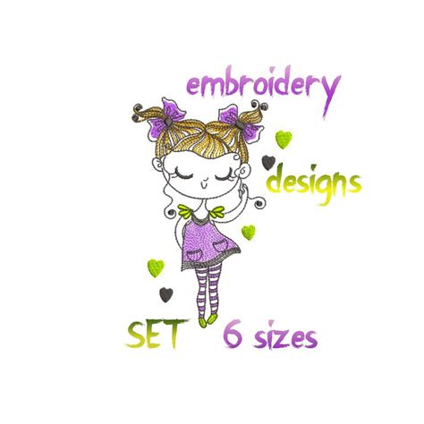 Embroidery Design Girl Embroidery Designs Cute Etsy