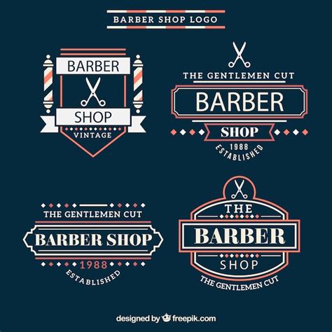 Premium Vector Vintage Barber Shop Logos With Red Details