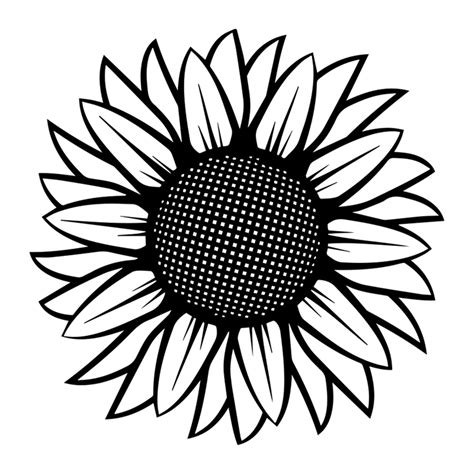 Sunflower Illustration Black White Svg, Flower Svg, Sunflowe - Inspire ...