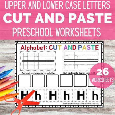 Preschool Worksheet Cut And Paste Abc Worksheets Learn Etsy