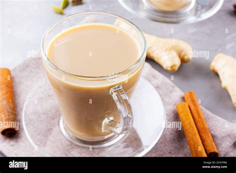 Masala Chai Tea Traditional Indian Drink Masala Tea With Spices On