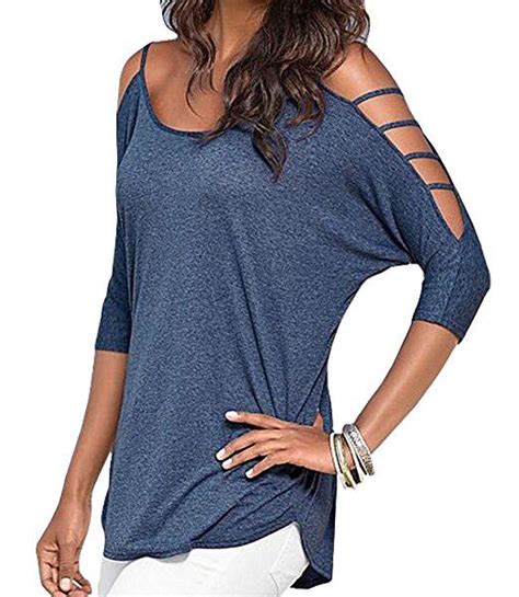 Doubleyi Damen Schulterfrei Oberteil Stricken Kurzarm Casual Off Schulter Sommer Bluse T Shirt